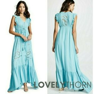 TIARE HAWAII // ltd ed sleeveless ruffle embroidered eyelet maxi dress